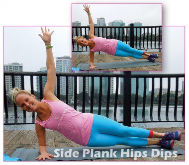 Side Plank Hip Dips: 15 reps (right side only)