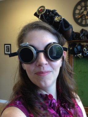 You know why I would have deleted this steam punk shot? Because my ears are poking out between my hair. I hate that. Apparently I was perfectly fine walking around the lobby of the escape room game looking like this in their props. But I would not have immortalized the ear-poking. Just no.