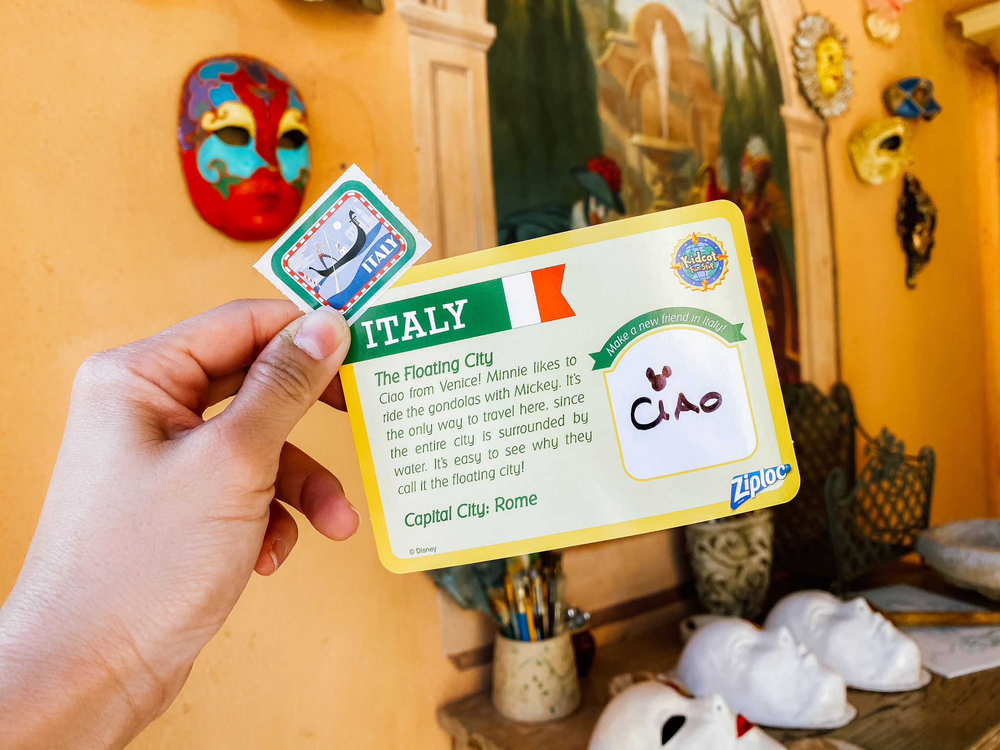 Italy Kidcot card with sticker