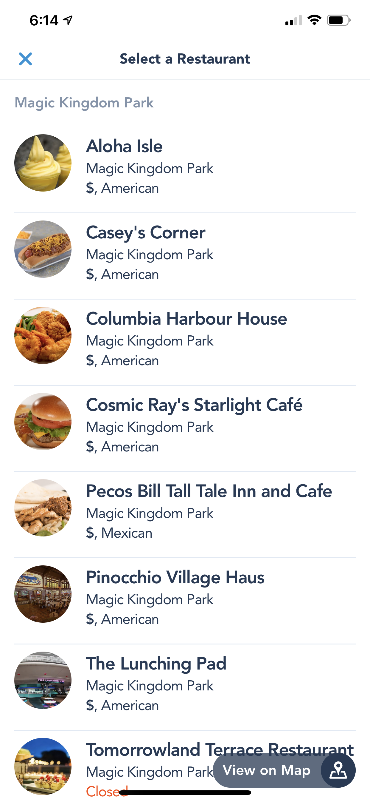 my disney experience app mobile ordering page
