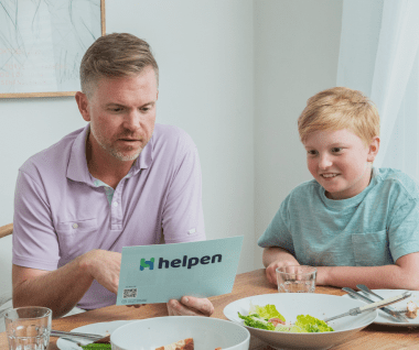 dad and son choosing Helpen