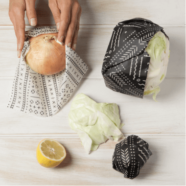 food being wrapped in beeswax wraps