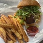 Burger from Burgers and Booch by Joes Oats Patties at the plant-based market