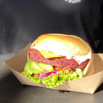 Beet burger from FLora Food Truck at the plant-Based Market