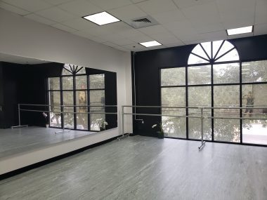 White Swan Academy dance studio mirror and beautiful picture window