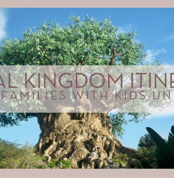Stephanie klepacki via unsplash photo of the tree of life with 'animal kingdom itinerary for families with kids under 5' over top