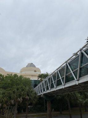 We love to park in the parking garage across the street and walk in this glass tunnel to get into the Orlando Science Center!