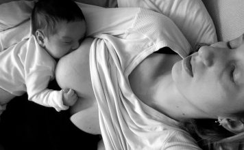 Mom breastfeeding baby.