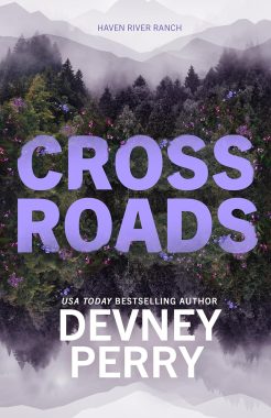 Crossroads by Devney Perry cover image - mountains and evergreen trees reflected in water