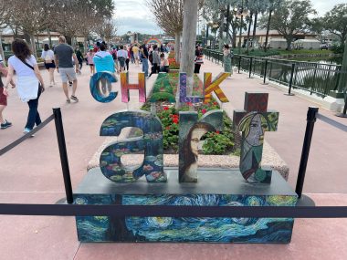 CHALK art sign by entrance to World Showcase
