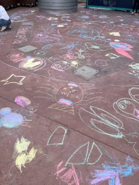 colorful chalk images on sidewalk